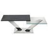 COUCHTISCH in Metall, Glas 84-129/106/40 cm  - Chromfarben/Klar, Design, Glas/Keramik (84-129/106/40cm) - Naos