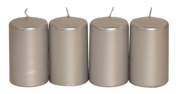 STUMPENKERZE 6,7/20 cm  - Silberfarben, KONVENTIONELL (6,7/20cm)