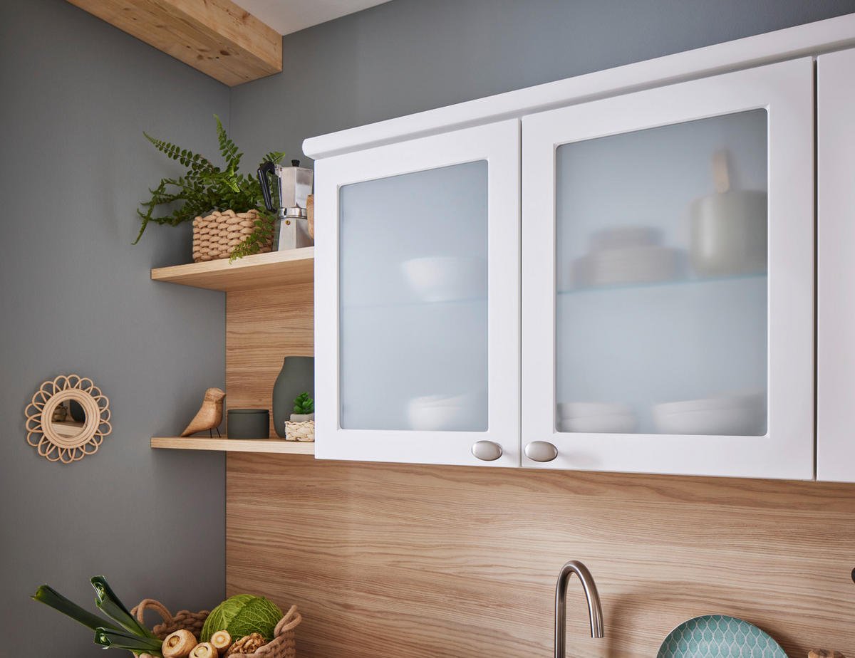 EINBAUKÜCHE   - Weiß, ROMANTIK / LANDHAUS, Holzwerkstoff - Welnova