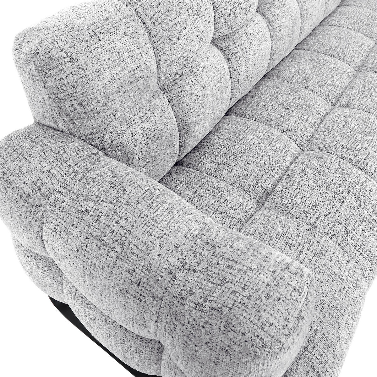 SITZBANK 200/91/78 cm Chenille Weiß Metall  - Schwarz/Weiß, Design, Textil/Metall (200/91/78cm) - Novel