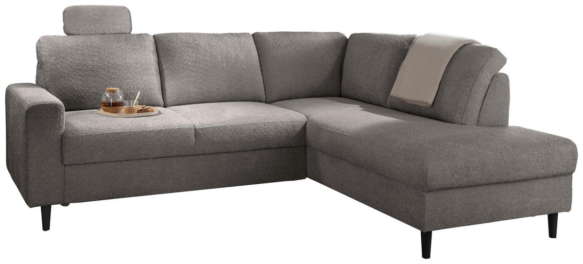 ECKSCHLAFSOFA in Anthrazit Textil   - Anthrazit/Schwarz, Modern, Holz/Textil (242/200cm) - Livetastic