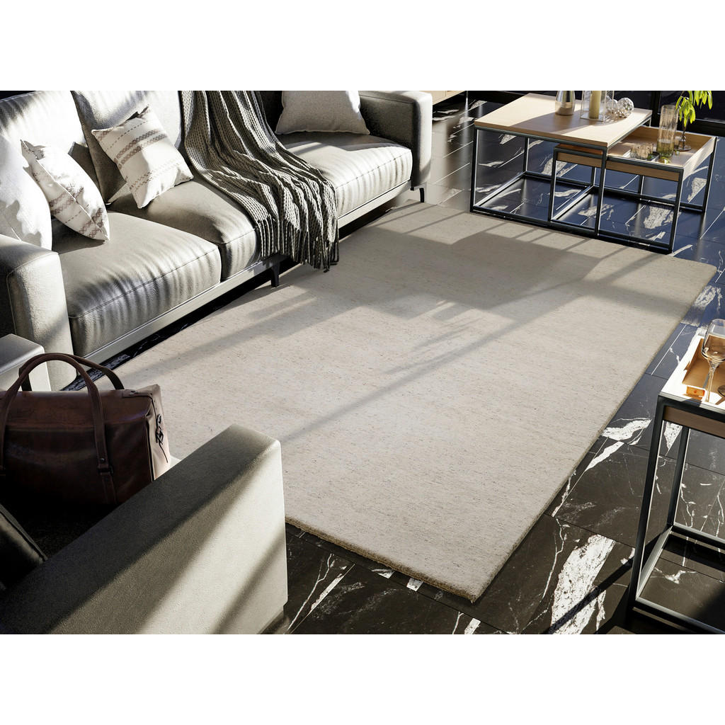 Thumbnail - Linea Natura Wollteppich Silverström, Grau, Textil, Uni, rechteckig, 140x200 cm, für Fußbodenheizung geeignet, Teppiche ...