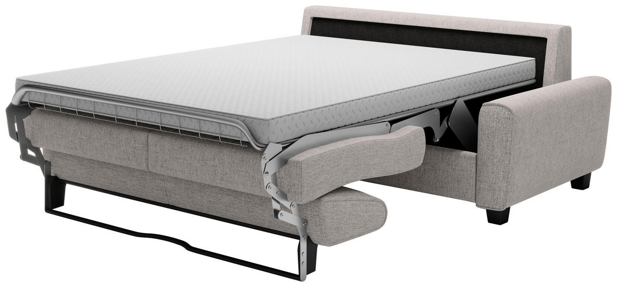 SCHLAFSOFA in Textil Hellgrau  - Hellgrau/Schwarz, Design, Kunststoff/Textil (203/69-82/99cm) - Welnova