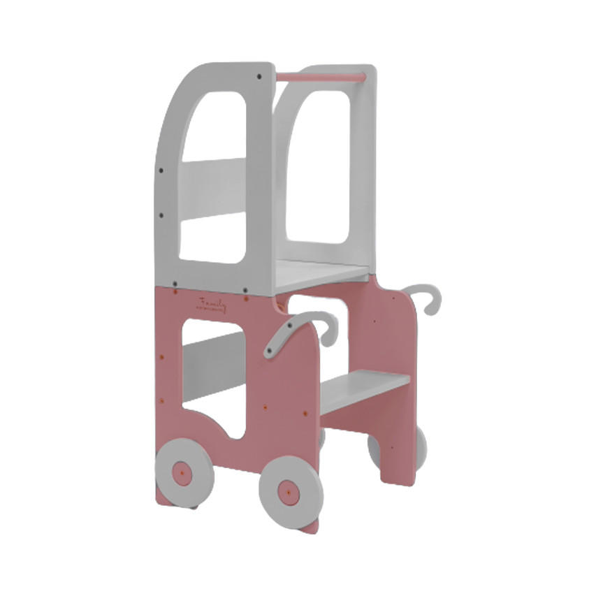 KOMBIHOCHSTUHL  - Pink/Grau, Basics, Holz (38/90/40cm)