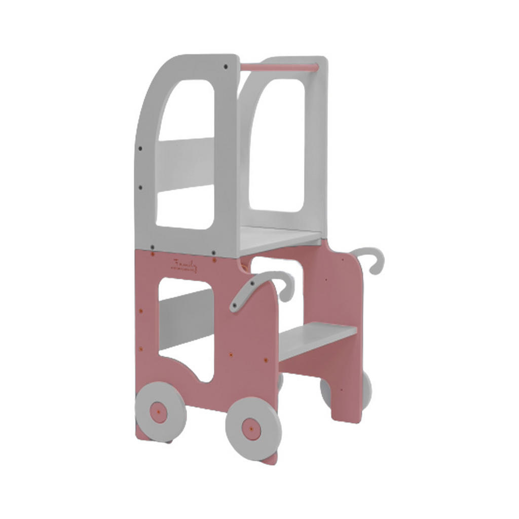 Hochstuhl Trolley Aus Holz Grau/pink