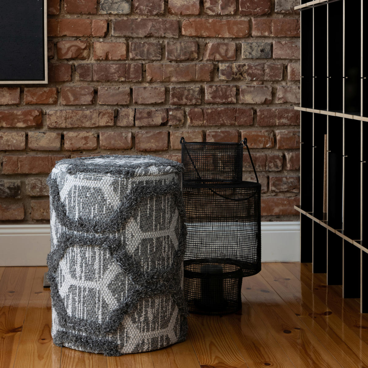 POUF Struktur Uni Grau  - Grau, Design, Textil (47/36cm) - Obsession