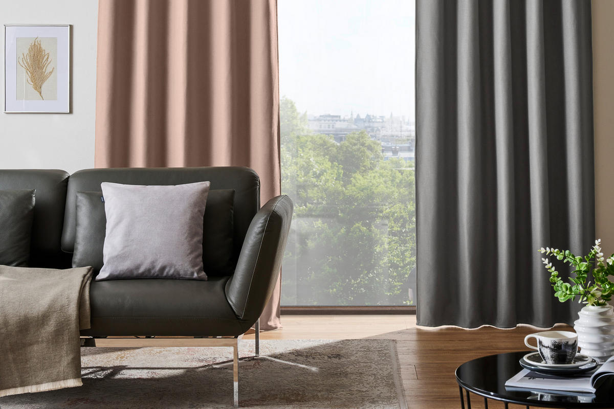 WÄRMESCHUTZVORHANG blickdicht  - Grau, KONVENTIONELL, Textil (135/245cm)