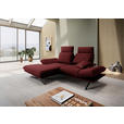 ECKSOFA  in Flachgewebe Rot Rücken echt, Armteilverstellung, Drehsitzfunktion  155/234 cm  - Rot/Schwarz, Design, Textil/Metall (155/234cm) - Dieter Knoll