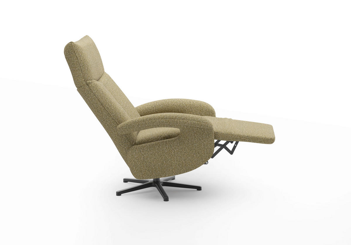 RELAXSESSEL Chenille Kopfteilverstellung, Rücken echt    - Schwarz/Olivgrün, MODERN, Textil/Metall (74/112/82cm) - Sit & More