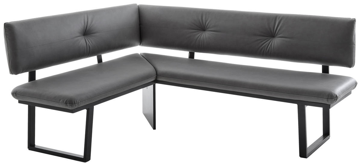 ECKBANK 150/190 cm beschichtet Schwarz, Dunkelgrau   - Dunkelgrau/Schwarz, MODERN, Textil/Metall (150/190cm) - Cantus