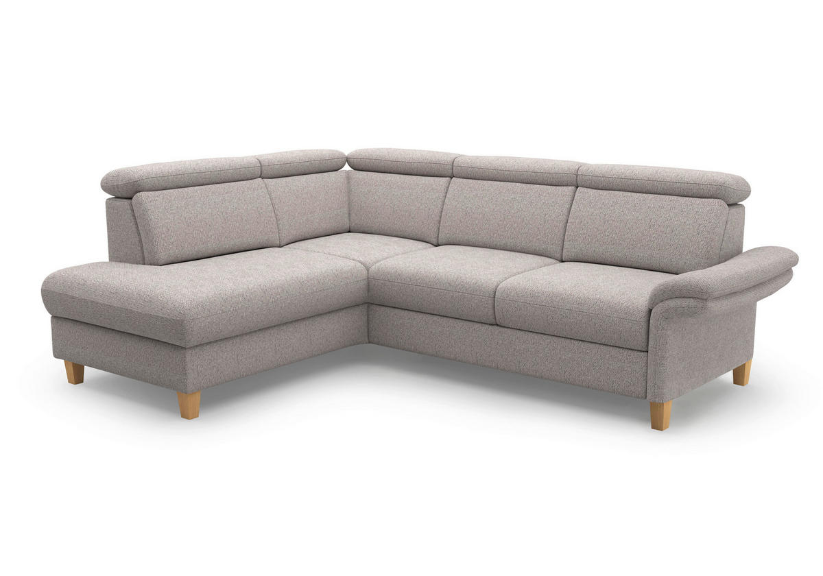 ECKSOFA GLENDALE E Silberfarben Chenille  - Eichefarben/Silberfarben, KONVENTIONELL, Holz/Textil (193/247cm) - Sit & More