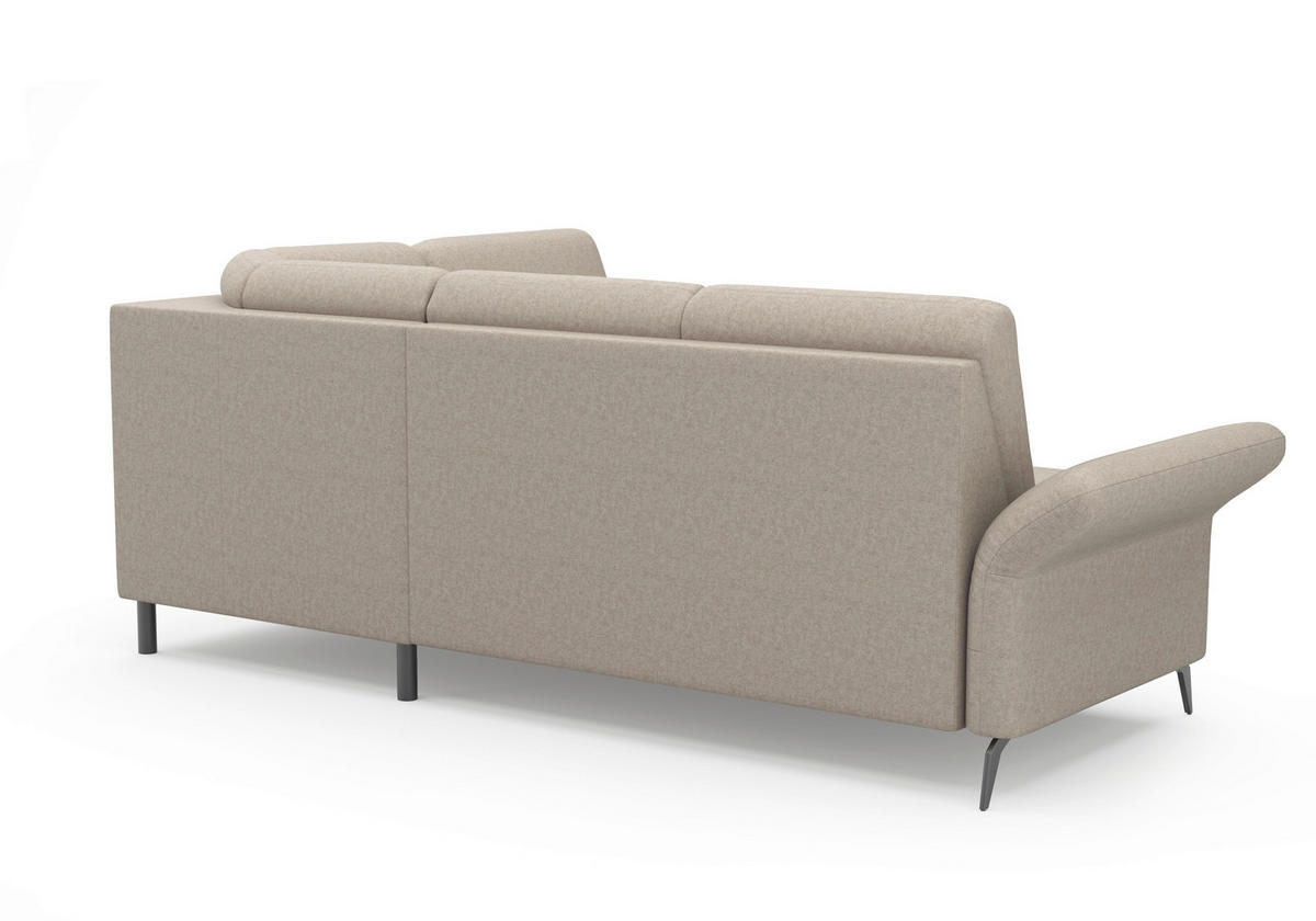 ECKSOFA ROCHELLE E Taupe Flachgewebe  - Taupe/Schwarz, KONVENTIONELL, Textil/Metall (240/216cm) - Sit & More