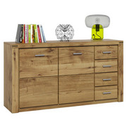 SIDEBOARD Wildeiche furniert, massiv geölt Eichefarben - Eichefarben/Alufarben, LIFESTYLE, Holz/Holzwerkstoff (159/80/40cm) - Hom`in