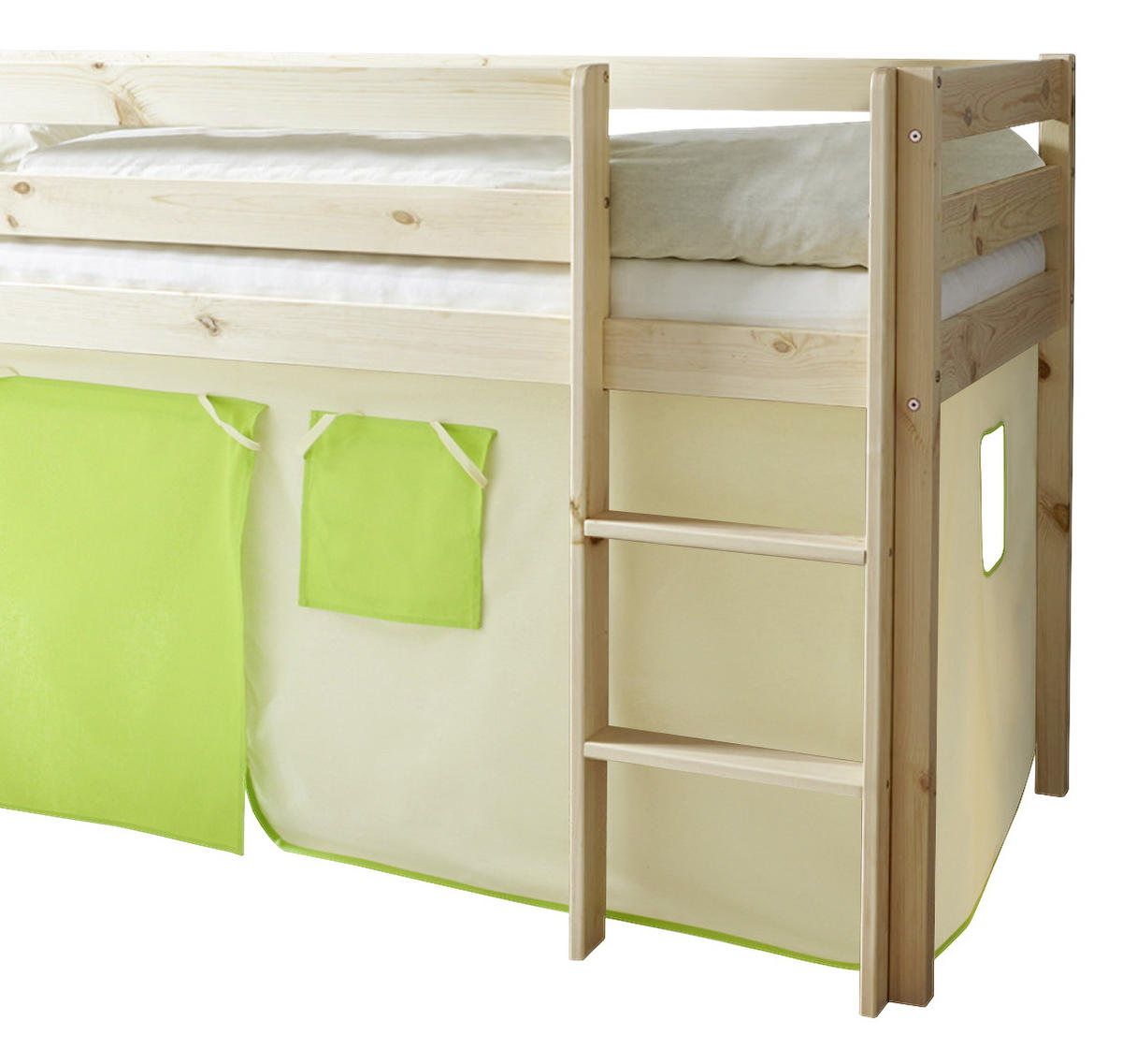 HOCHBETT 90/200 cm,  in Grün, Naturfarben, Beige, Leiter  - Beige/Naturfarben, Natur, Holz (90/200cm) - MID.YOU