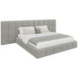 POLSTERBETT gepolstertes Kopfteil, Lattenrost, Bettkasten Hellgrau 160/200 cm  - Hellgrau/Schwarz, Design, Holz/Kunststoff (160/200cm) - Carryhome