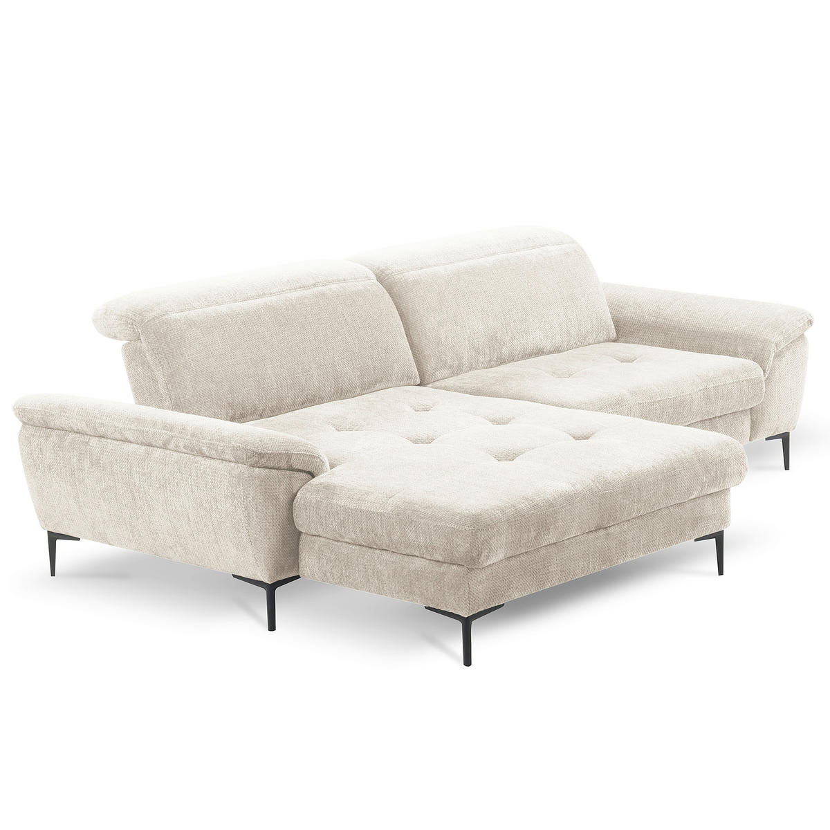 ECKSOFA  Webstoff Weiss  - Weiss/Schwarz, Design, Textil/Metall (195/268cm) - Livetastic