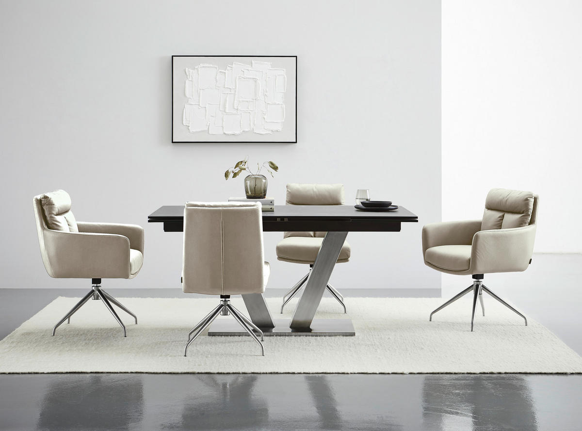 ARMLEHNSTUHL  in Edelstahl Mikrofaser  - Taupe/Edelstahlfarben, Design, Textil/Metall (62/89,5/65cm) - Novel