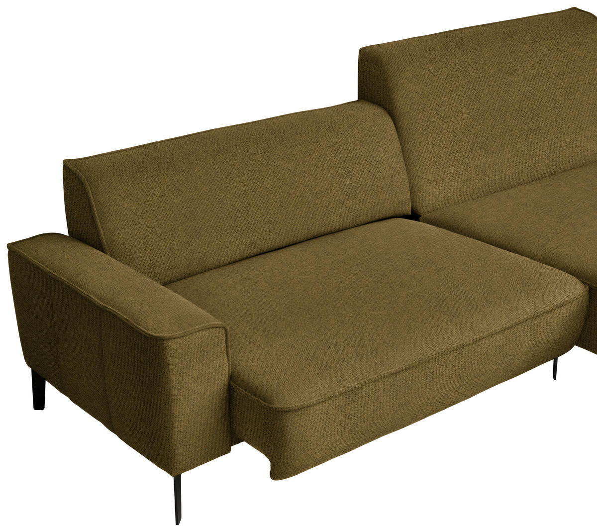 ECKSOFA in Flachgewebe Khaki  285/190 cm  - Khaki/Schwarz, Design, Textil/Metall (285/190cm) - Johann Jakob