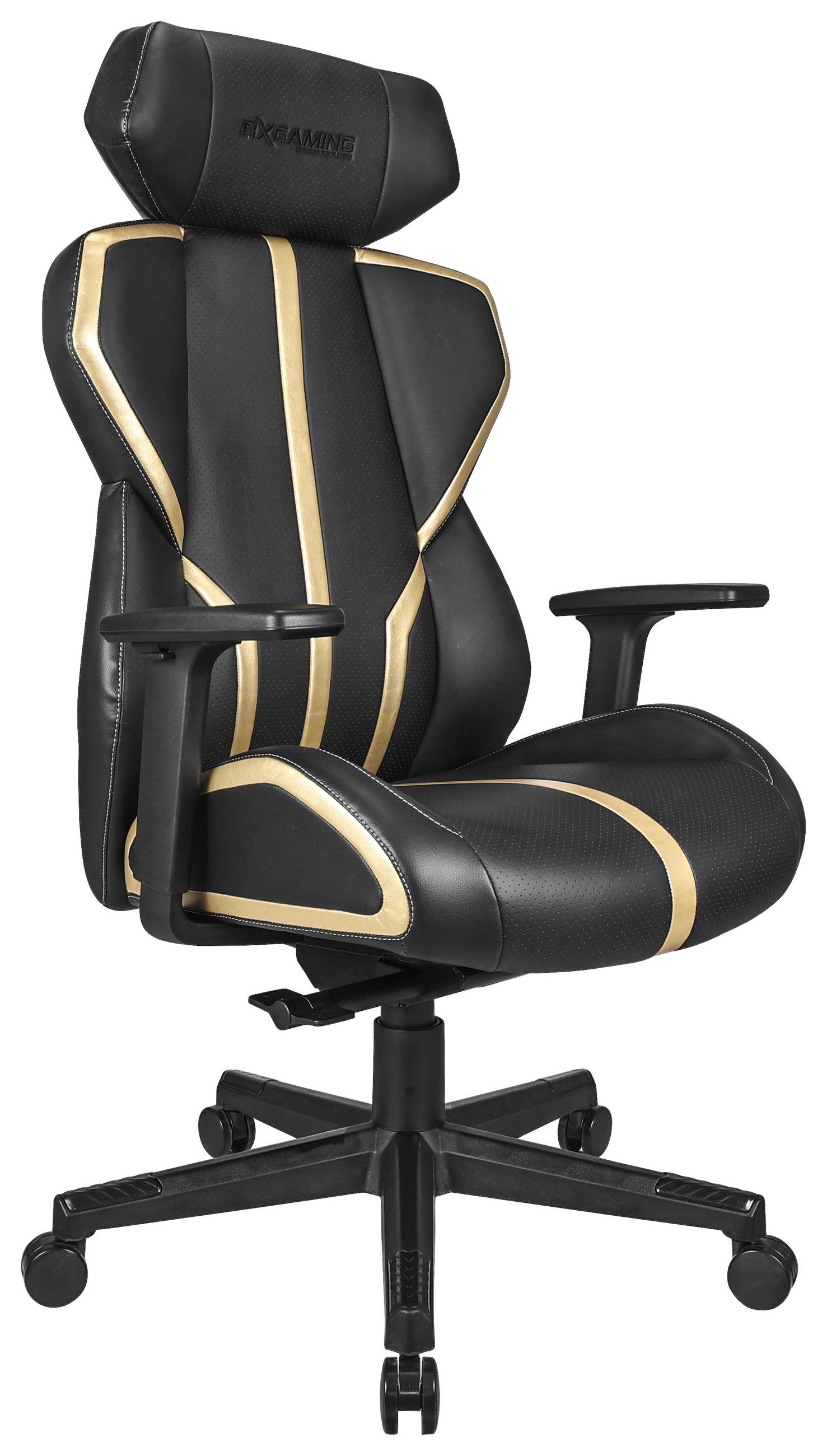 GAMER SZÉK  bőrhatású textil sárga, fekete  - sárga/fekete, Design, műanyag/textil (69/117-125/60cm) - BX Gaming
