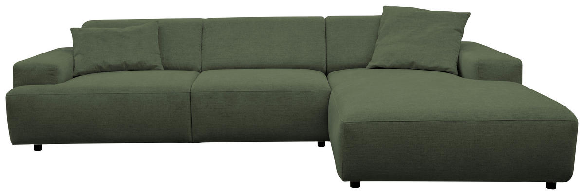 ECKSOFA 294/184 cm  in Flachgewebe Olivgrün Rücken echt  294/184 cm  - Schwarz/Olivgrün, KONVENTIONELL, Kunststoff/Textil (294/184cm) - Hom`in
