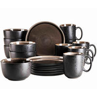 FRÜHSTÜCKSSERVICE 18-teilig  - Greige/Schwarz, Basics, Keramik - Mäser