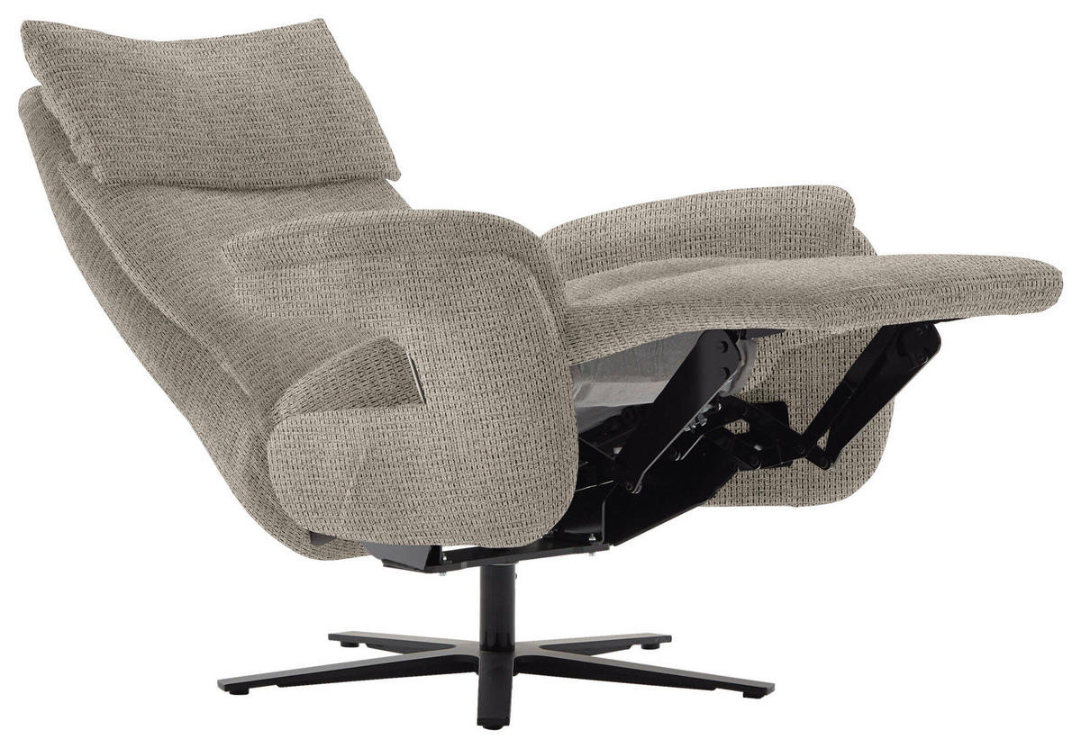 FERNSEHSESSEL in Struktur Hellgrau  - Hellgrau/Schwarz, Modern, Textil/Metall (73/113-117/85cm) - Cantus