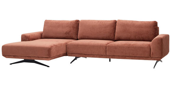 ECKSOFA Orange Webstoff  - Schwarz/Orange, Design, Textil/Metall (172/320cm) - Valnatura