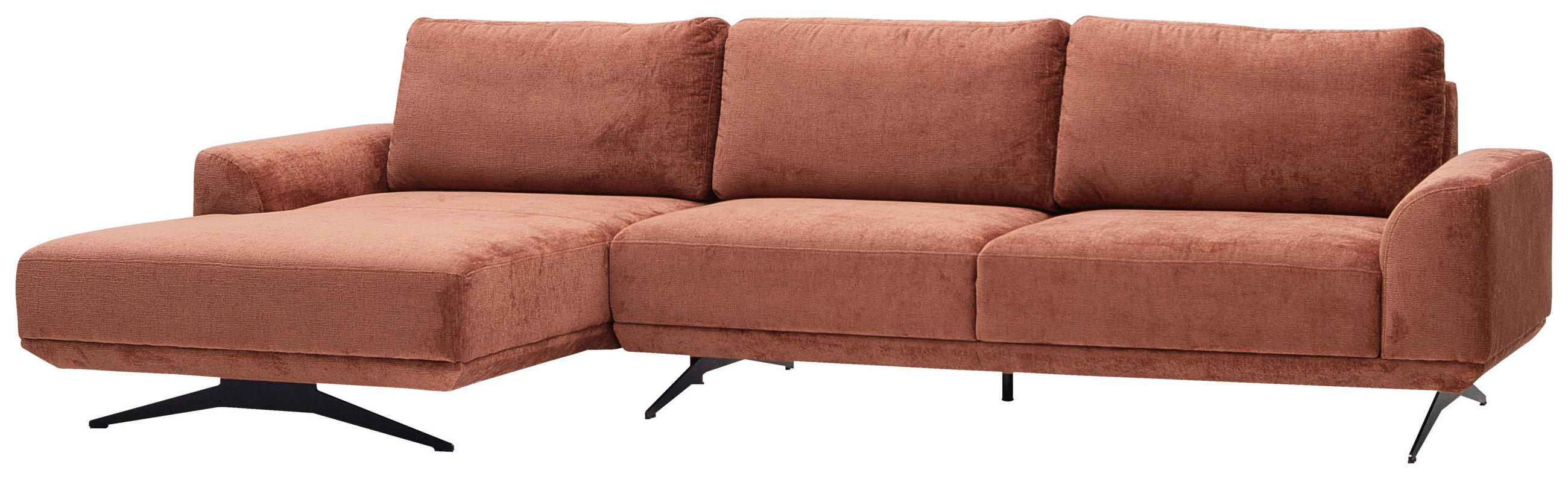 ECKSOFA Orange Webstoff  - Schwarz/Orange, Design, Textil/Metall (172/320cm) - Valnatura