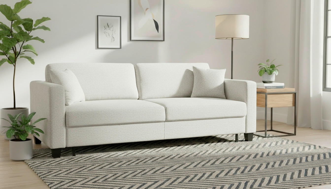 SCHLAFSOFA NOLA in Leinenoptik Beige  - Beige/Schwarz, Design, Holz/Textil (220,5/86/96cm) - Livetastic