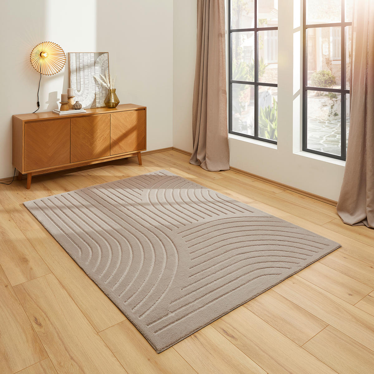 HOCHFLORTEPPICH 60/90 cm Siena Taupe rechteckig  - Taupe, Design, Kunststoff/Textil (60/90cm) - Novel