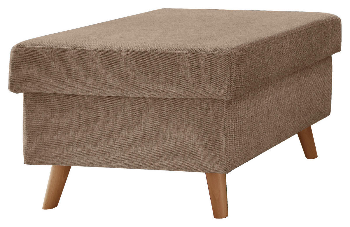 HOCKER Textil Hellbraun  - Hellbraun/Naturfarben, Design, Holz/Textil (61/43/61cm) - P & B