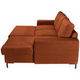 ECKSOFA Rostfarben Cord Rückenkissen, Bettkasten, Schlaffunktion, Rücken echt, Liegefläche im Originalstoff  - Rostfarben/Schwarz, KONVENTIONELL, Textil/Metall (240/150cm) - Carryhome
