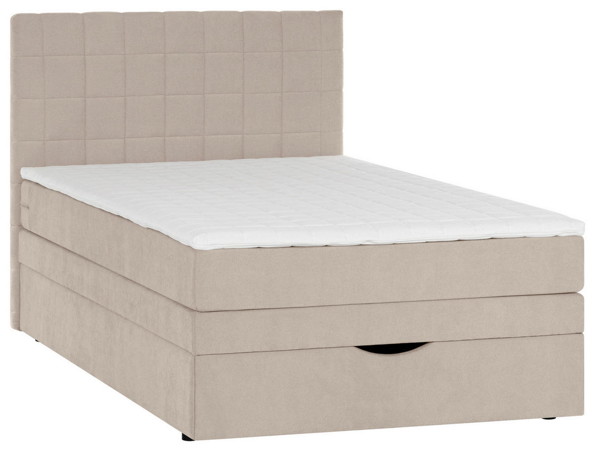 BOXSPRINGBETT 90/200 cm,  in Beige  - Beige/Schwarz, Design, Kunststoff/Textil (90/200cm) - Welnova