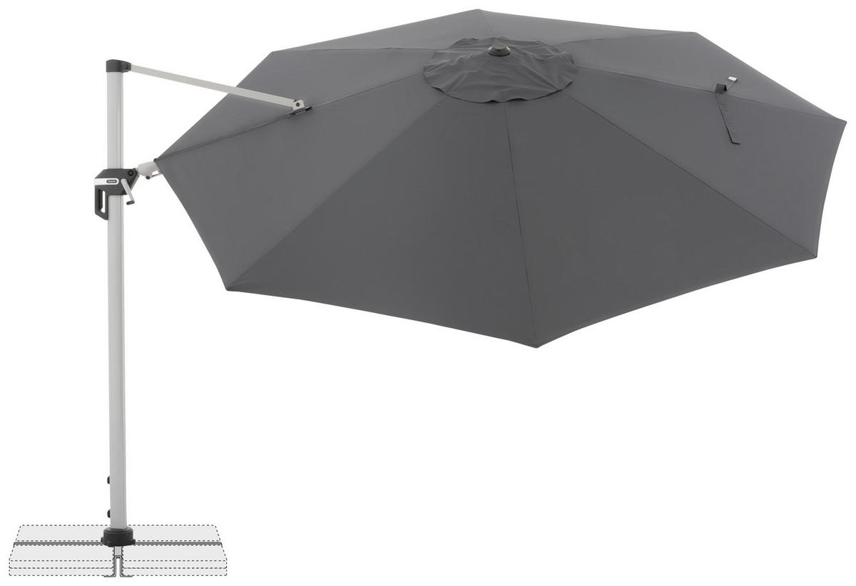 AMPELSCHIRM 370 cm Anthrazit  - Anthrazit/Silberfarben, Basics, Textil/Metall (370cm) - Doppler