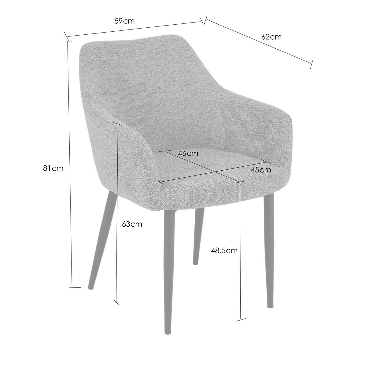 ARMLEHNSTUHL   Chenille  Grau, Schwarz  - Schwarz/Grau, MODERN, Holz/Textil (58/85/60cm) - MID.YOU