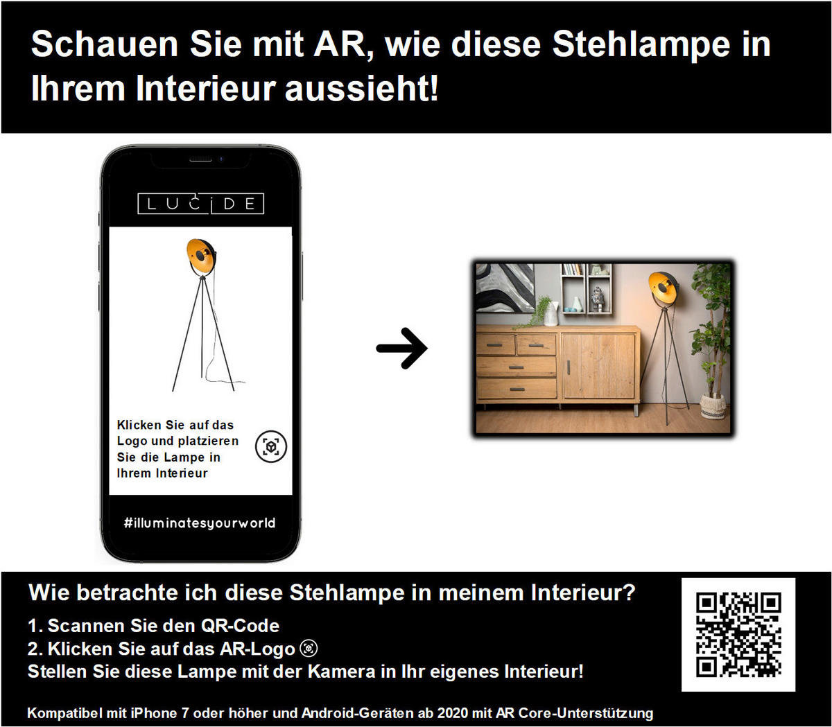 STEHLEUCHTE - Lifestyle, Metall (66.5/34.5/148cm) - Lucide