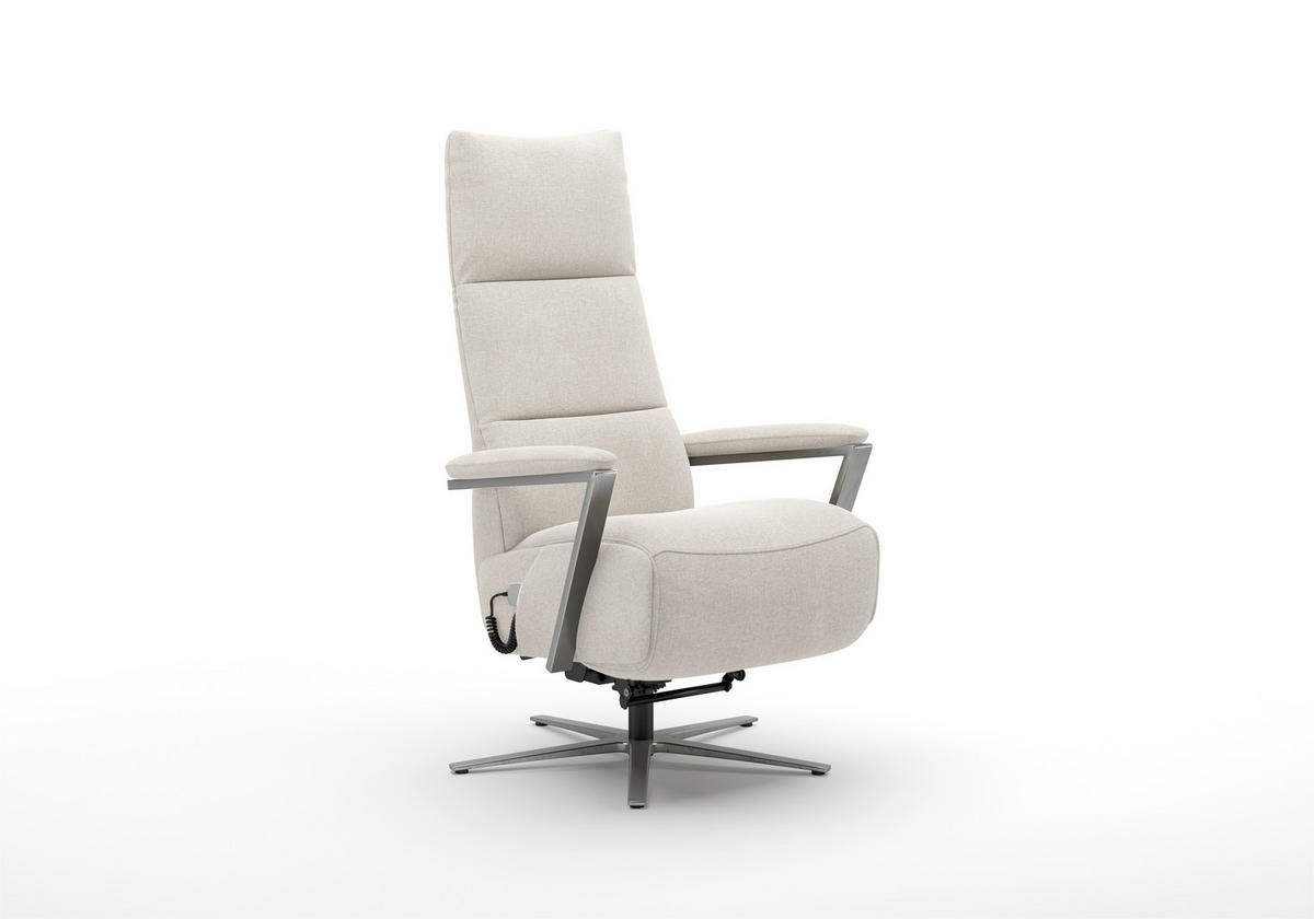 RELAXSESSEL TV VARIO COMFORT E S1 Flachgewebe Kopfteilverstellung, Rücken echt    - Silberfarben/Creme, Basics, Textil/Metall (70/124/85cm) - Sit & More