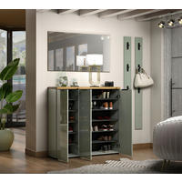 SCHUHSCHRANK 120/115/34 cm  - Eichefarben/Schwarz, Design, Holzwerkstoff/Kunststoff (120/115/34cm) - Xora