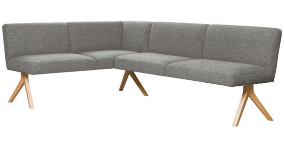 ECKBANK 172/238 cm Webstoff Grau Eiche vollmassiv   - Eichefarben/Grau, KONVENTIONELL, Holz/Textil (172/238cm) - Linea Natura