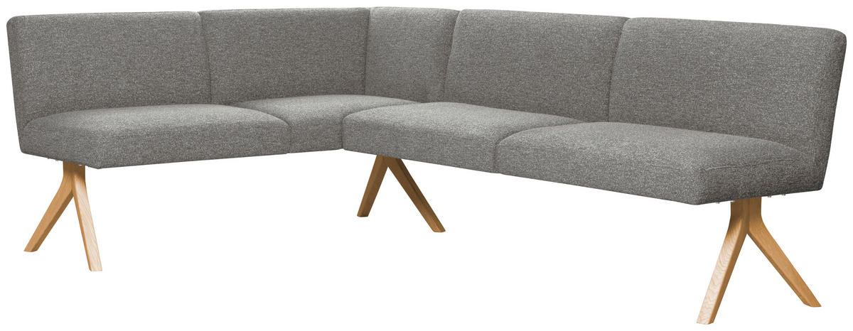 ECKBANK 172/218 cm Webstoff Grau Eiche vollmassiv   - Eichefarben/Grau, KONVENTIONELL, Holz/Textil (172/218cm) - Linea Natura