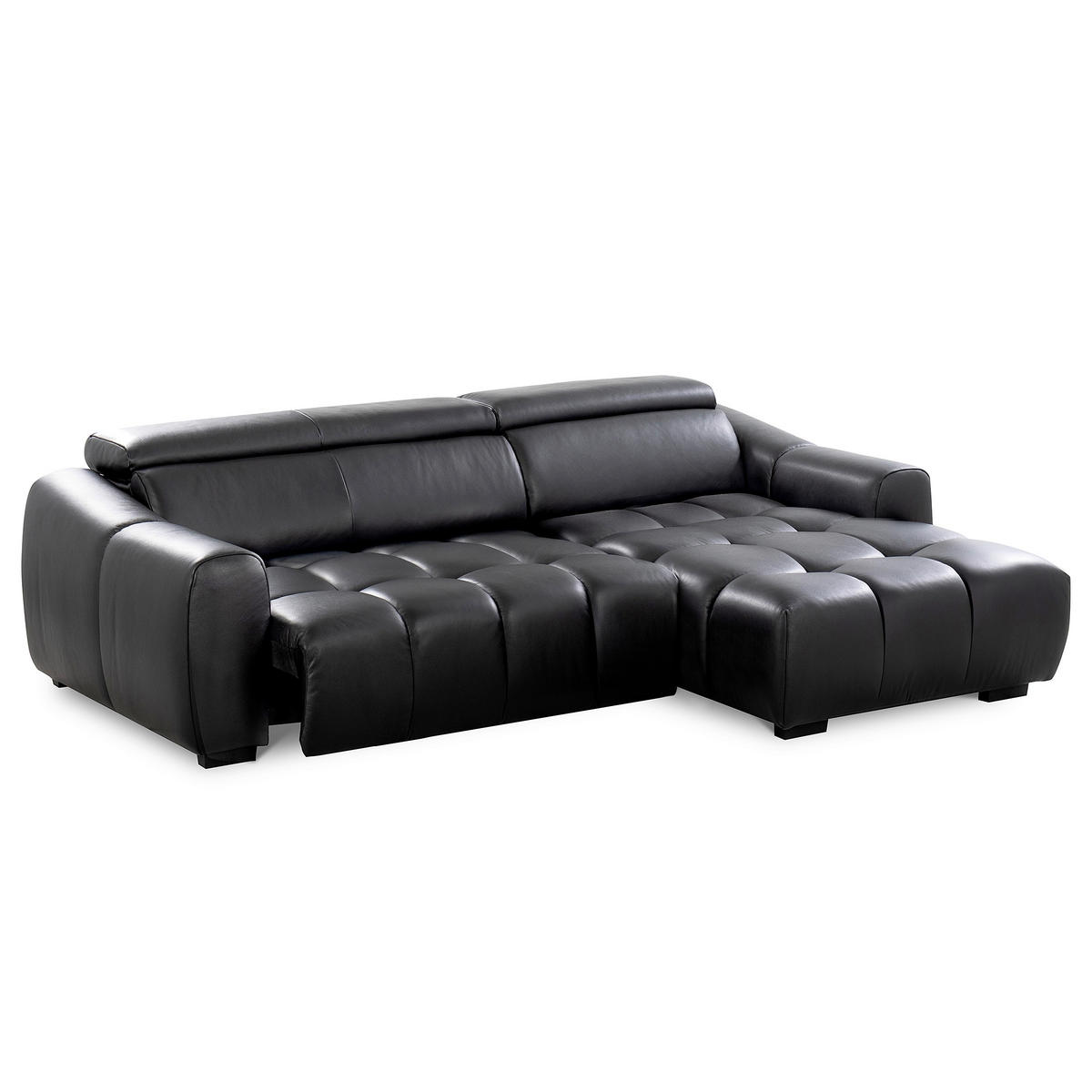 ECKSOFA  Echtleder Schwarz  - Schwarz, Design, Leder/Kunststoff (274/177cm) - Livetastic