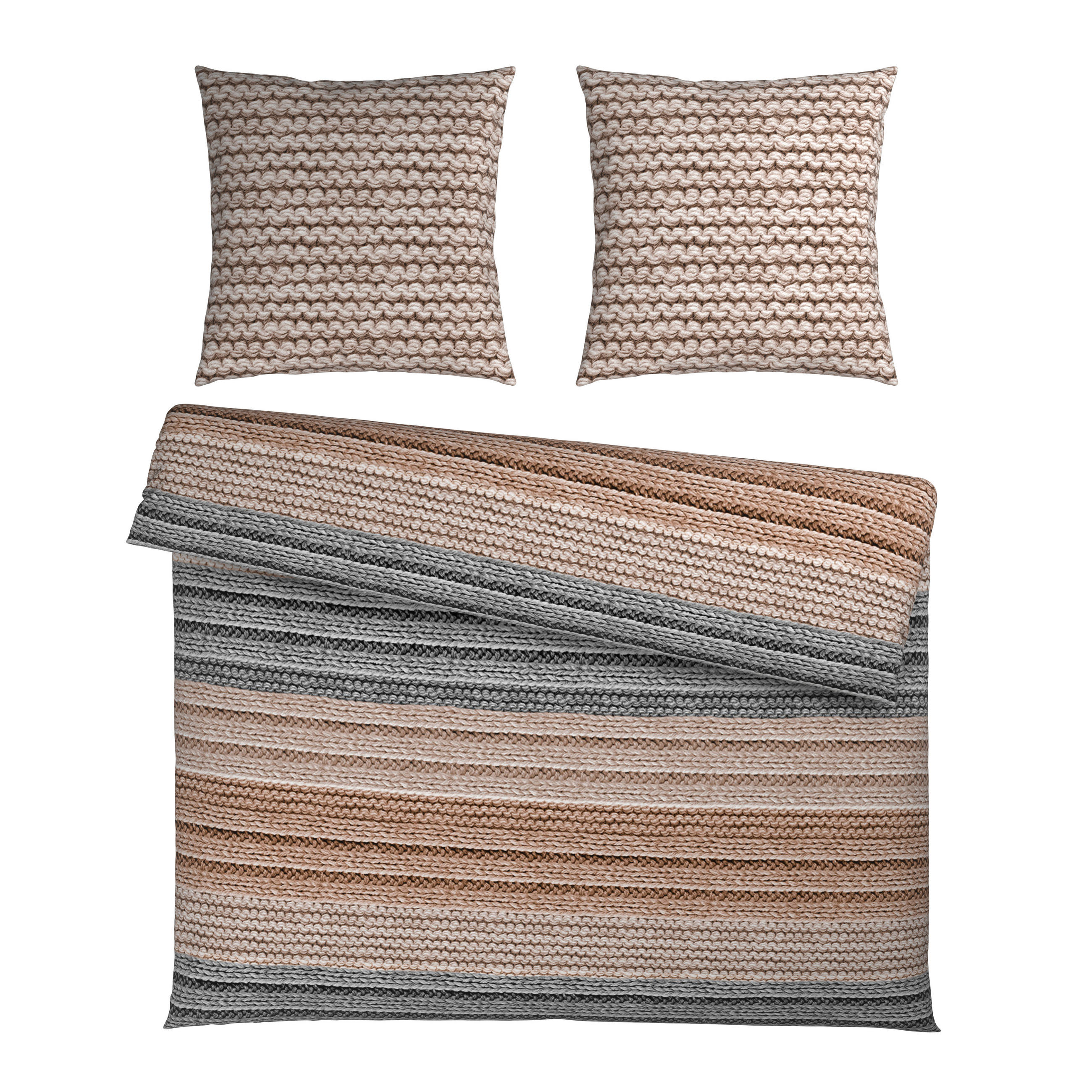 BETTWÄSCHE Cozy Knit Flanell 200/200 cm  - Grau, Design, Textil (200/200cm) - Novel