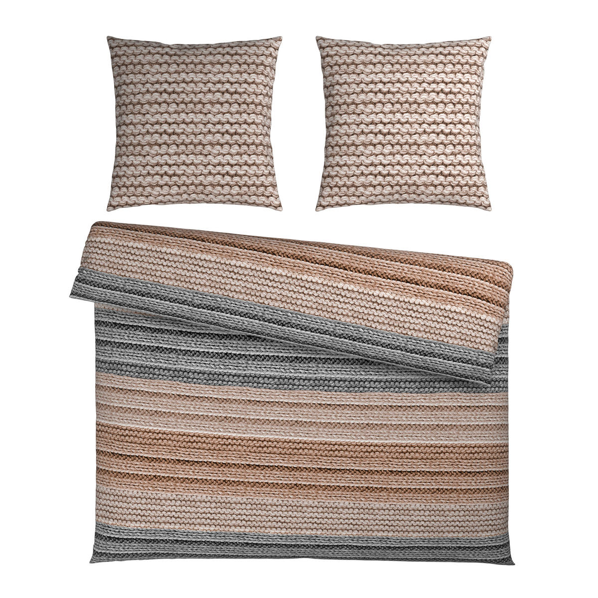BETTWÄSCHE Cozy Knit Flanell 200/200 cm  - Grau, Design, Textil (200/200cm) - Novel