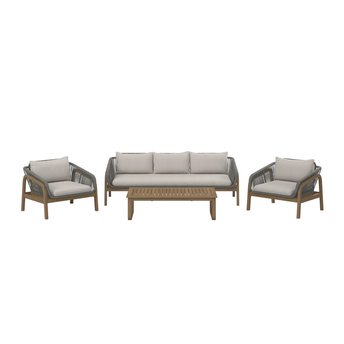 LOUNGE GARNITURA   drvo, metal, tekstil  smeđa, bež    - prirodne boje/bež, Moderno, drvo/metal - Ambia Garden