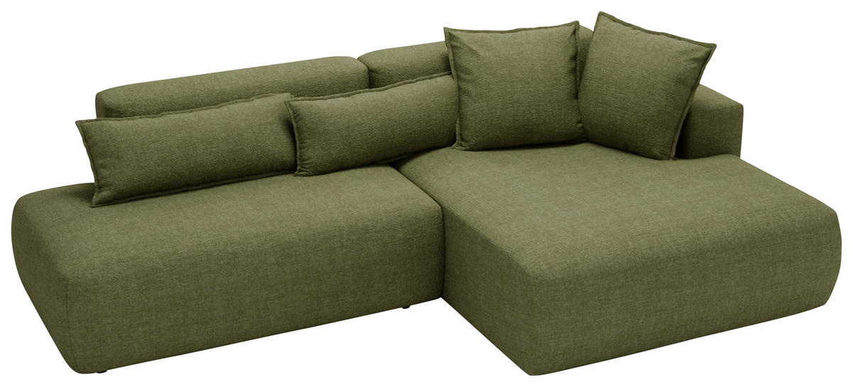 ECKSOFA Chenille Olivgrün  - Schwarz/Olivgrün, Design, Kunststoff/Textil (284/160cm) - Livetastic