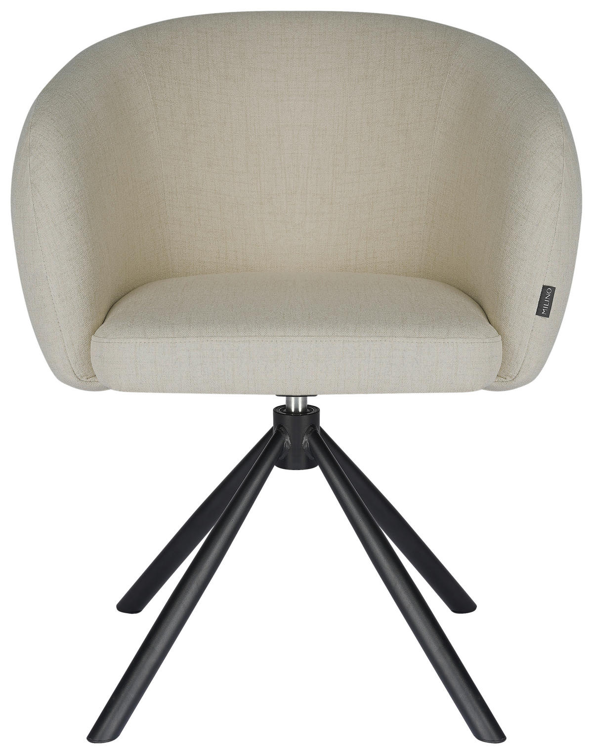ARMLEHNSTUHL  Sitzfläche 360° drehbar, automatische Rückholfunktion Webstoff  Schwarz, Beige  - Beige/Schwarz, Design, Textil/Metall (64,5/79/64cm) - Milino
