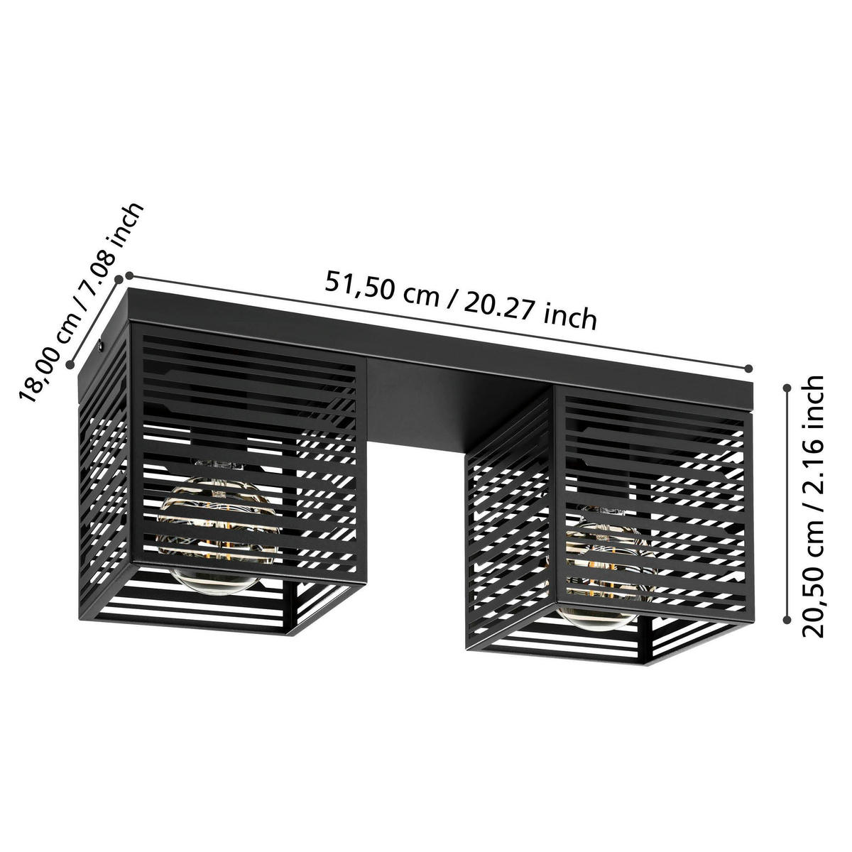 DECKENLEUCHTE    51,5/18/20,5 cm  - Schwarz, Design, Metall (51,5/18/20,5cm) - Eglo