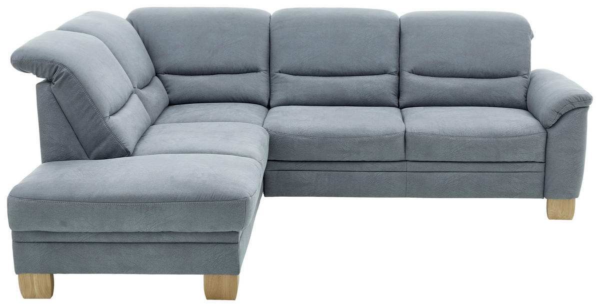 ECKSOFA in Mikrofaser Blau  224/254 cm  - Wildeiche/Blau, KONVENTIONELL, Holz/Textil (224/254cm) - Carryhome