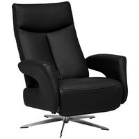 RELAXSESSEL in Leder Schwarz  - Chromfarben/Schwarz, Design, Leder/Metall (74/105/82cm) - Welnova