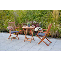 GARTENTISCHGRUPPE EukalyptusholzHartholz  - Eukalyptusholzfarben/Grau, KONVENTIONELL, Holz/Textil - Gardenson